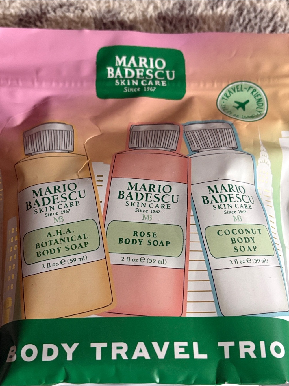 Mario Badescu Body Soap Travel Trio - Rose, Coconut & A.H.A.